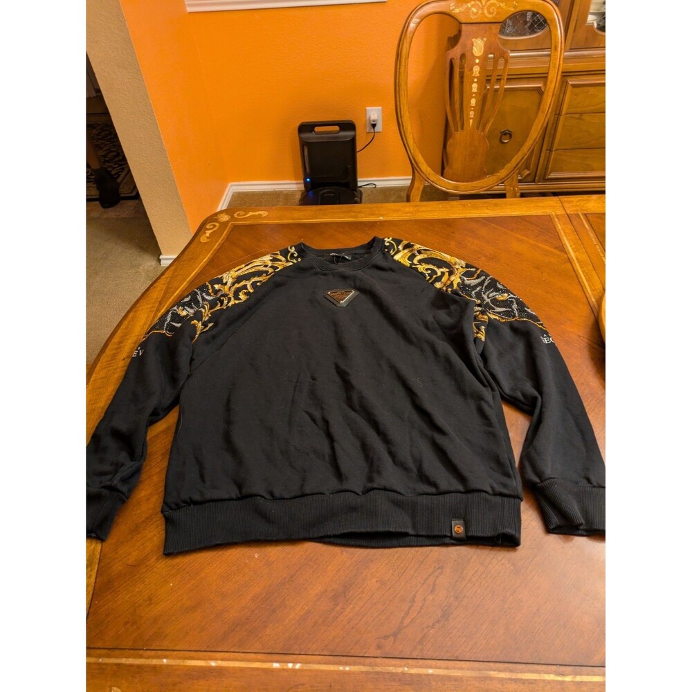 Avenue George V Paris Men's Black Sweatshirt  Rhinestone Size XXL